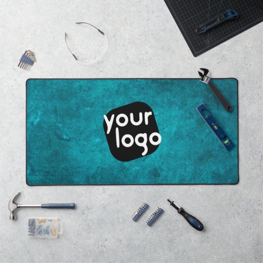 販促ヴィンテージ企業のロゴを青で追加 デスクマット (ワークステーション)