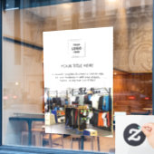 販促用ホワイトデザイン | ビジネスロゴ写真 ウィンドウサイン (カフェ窓)