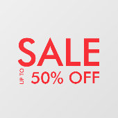 販促赤ショップ販売50%オフ ウィンドウサイン (シート)