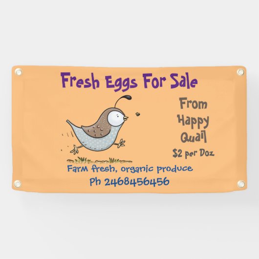 販売おもしろい看板のかわいいウズラの卵 横断幕 (横)
