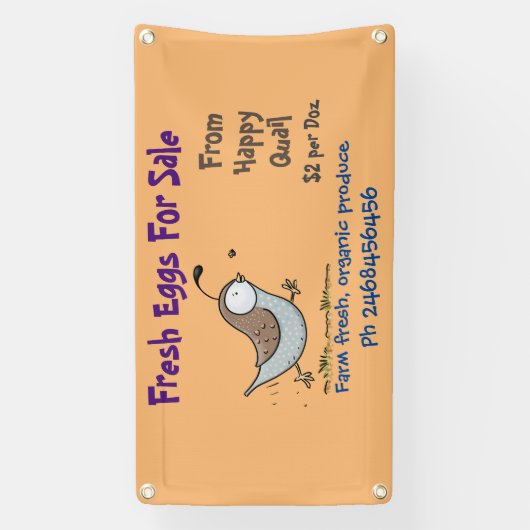 販売おもしろい看板のかわいいウズラの卵 横断幕 (縦)