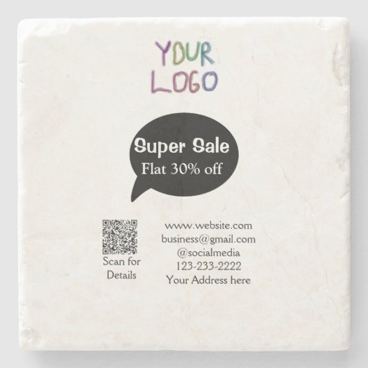 販売すごい業割引スキャンQRコード詳細 ストーンコースター (正面)