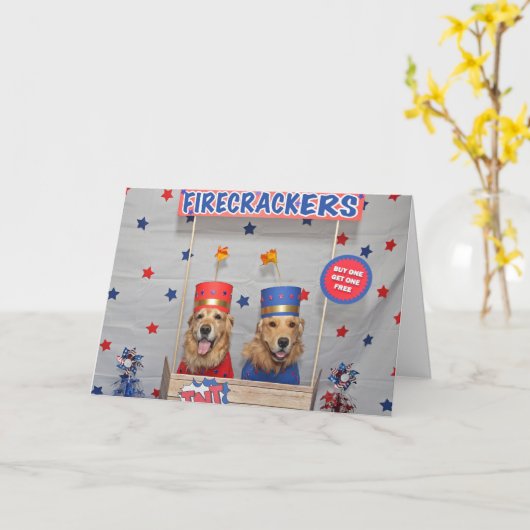 販売のためのゴールデン・リトリーバーの爆竹 カード (黄色い花)