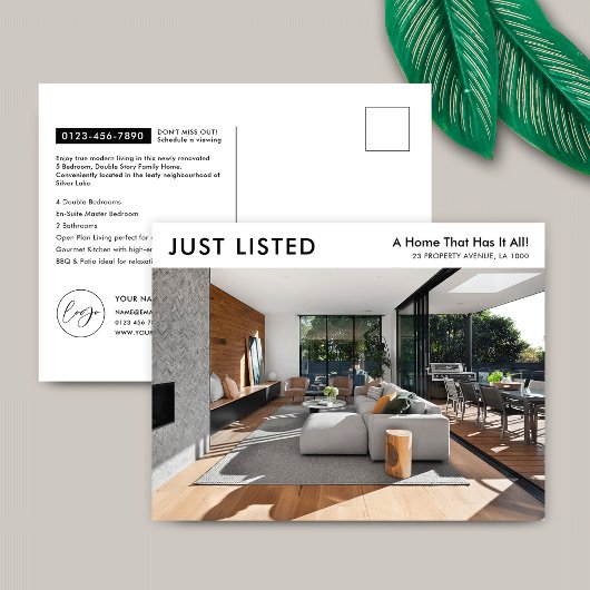 販売のためのリストされたミニマル財産マーケティング ポストカード