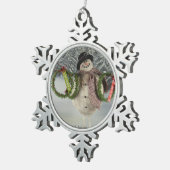 販売のためのリース スノーフレークピューターオーナメント (右)