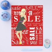 販売のフライヤのスパスペシャルのかわいらしい女性 チラシ (シングル)