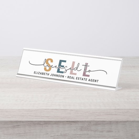 販売のモダンライセンスを受けカスタムた不動産仲介業者名プレート デスクネームプレート (正面)
