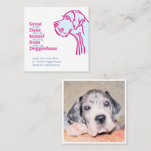 販売カードのための大きなダネの子犬 スクエア名刺 (正面/裏面)