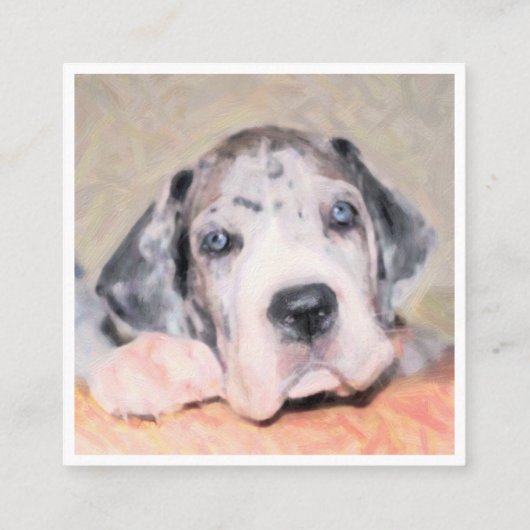 販売カードのための大きなダネの子犬 スクエア名刺 (裏面)