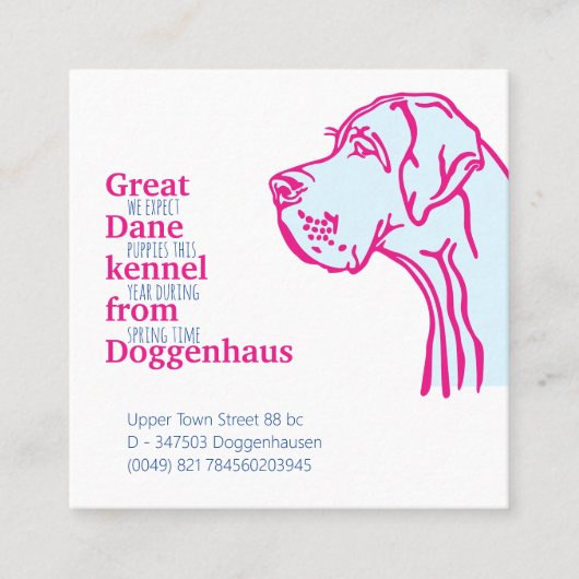 販売カードのための大きなダネの子犬 スクエア名刺 (正面)