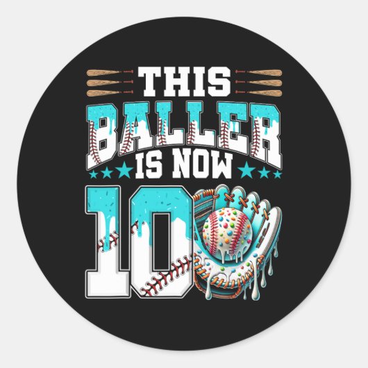 販売ドリップ10th誕生日パーティーボーイスポーツファン10年 ラウンドシール (正面)