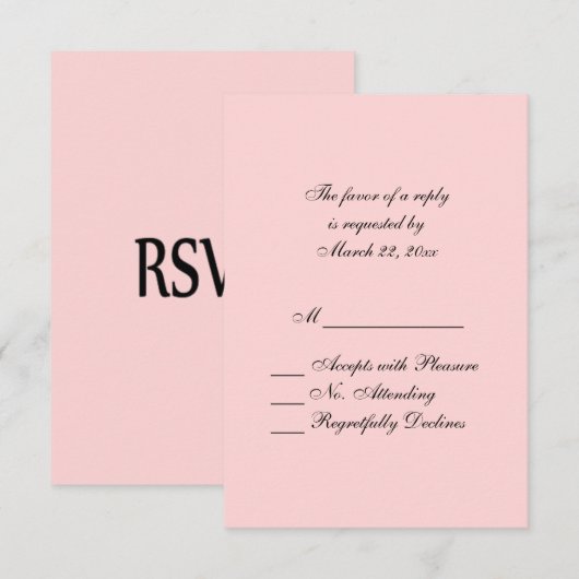 販売ピンクRSVP 出欠カード (正面/裏面)
