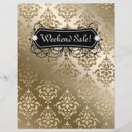 販売フライヤーファッションジュエリーサロンメイクアップ金ゴールド チラシ (正面)