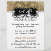 販売フライヤーファッションジュエリーサロンメイクアップ金ゴールド チラシ (裏面)