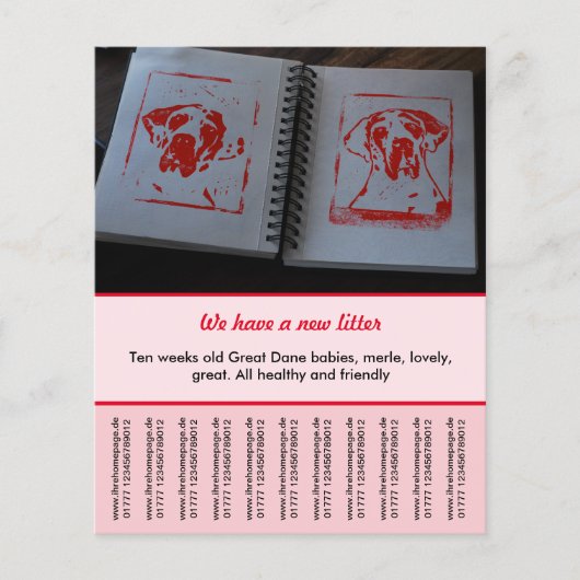 販売フライヤー用の子犬テンプレート チラシ (正面)