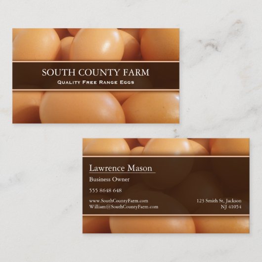 販売フリーレンジ卵の写真 – 名刺 (正面/裏面)