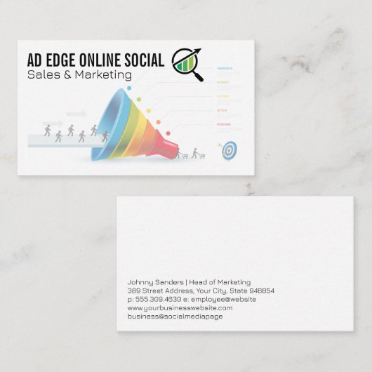 販売マーケティング漏斗インフォグラフィック 名刺 (正面/裏面)