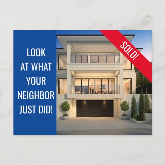 販売完了 – おもしろいはがき – 青 ポストカード (正面)