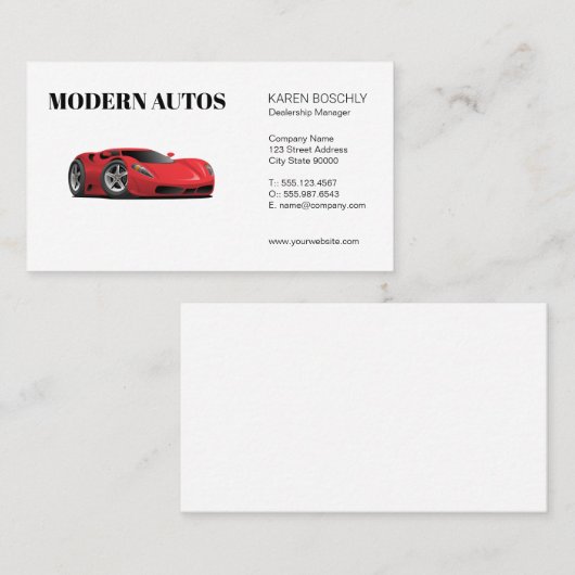 販売店 | レッドスポーツカー | 自動サービス 名刺 (正面/裏面)