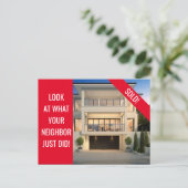 販売済み – おもしろいはがき – 赤 ポストカード (スタンド正面)