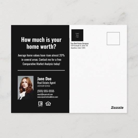 販売済み – 黒モダン – はがき (裏面)