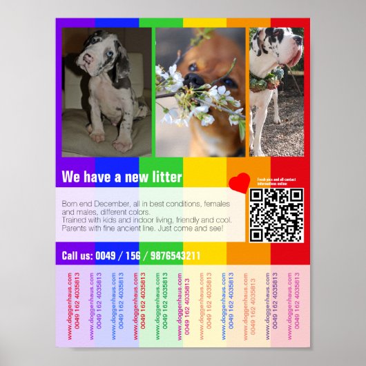 販売用かわいい子犬テンプレート ポスター (正面)