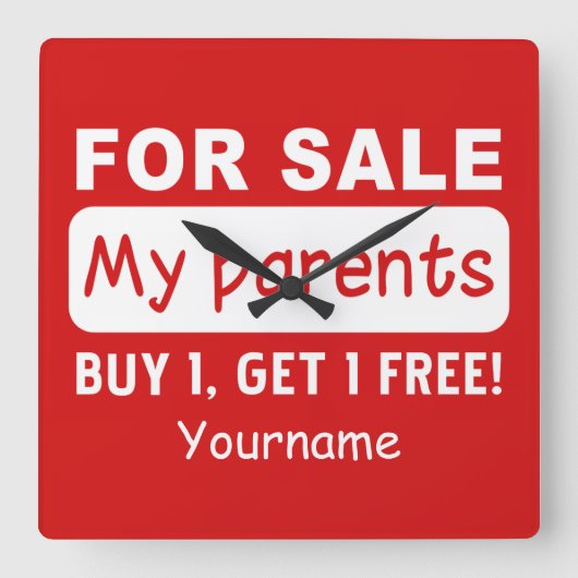 販売用カスタム壁時計 スクエア壁時計 (正面)