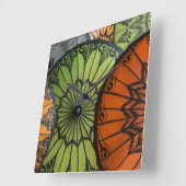 販売用パラソル，バガン，ミャンマー スクエア壁時計 (傾斜)