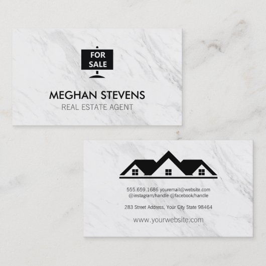 販売用実在不動産代理大理石 予約カード (正面/裏面)
