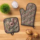 貪欲なベランダーズ – ゴシックビクトリアン様式 鍋つかみ&鍋敷きセット (トップダウン)