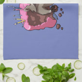 貪欲なラクーンお誕生日ケーキ漫画がいっぱい キッチンタオル (折り畳み)