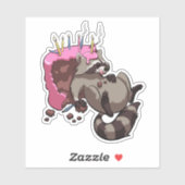 貪欲なラクーンお誕生日ケーキ漫画がいっぱい シール (シート)