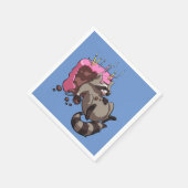 貪欲なラクーンお誕生日ケーキ漫画がいっぱい スタンダードカクテルナプキン (角)