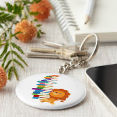 貪欲な読み手(かわいいかわいいライオン) キーホルダー (側面)