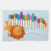 貪欲な読者（かわいい漫画ライオン） キッチンタオル (横)