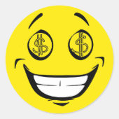 貪欲マネーアイズイエロー顔 ラウンドシール (正面)