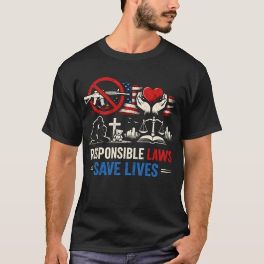 責任ある法律は命を救う Tシャツ (正面)