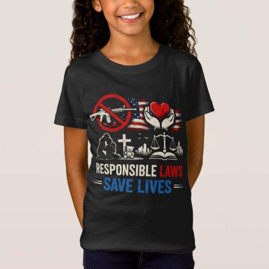 責任ある法律は命を救う Tシャツ (正面)