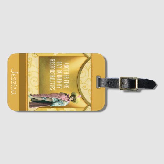 責任おもしろいによって台無しになパーソナライズされたる ラゲッジタグ (正面横)