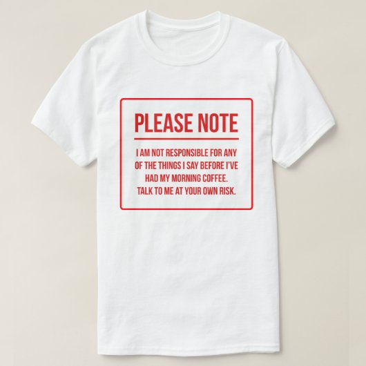 責任の放棄のおもしろいなコーヒー Tシャツ (デザイン正面)