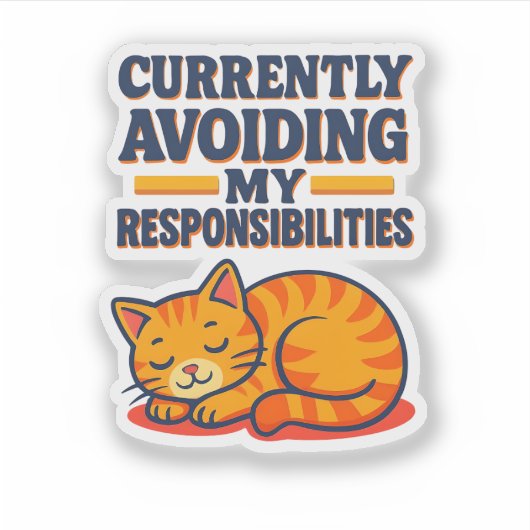 責任よくはしゃぐを回避する漫画の猫 シール (正面)