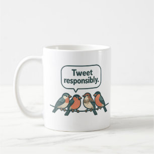 責任を持ってツイートしよう 面白い鳥のイラスト コーヒーマグカップ