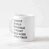 責任を負わせられない コーヒーマグカップ (正面左)