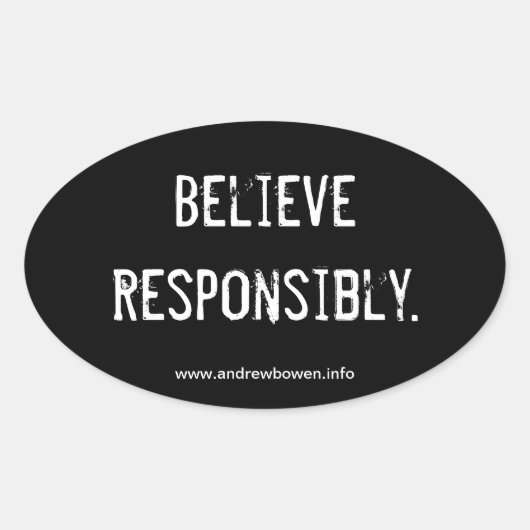 「責任信じある」バンパーステッカー 楕円形シール (正面)