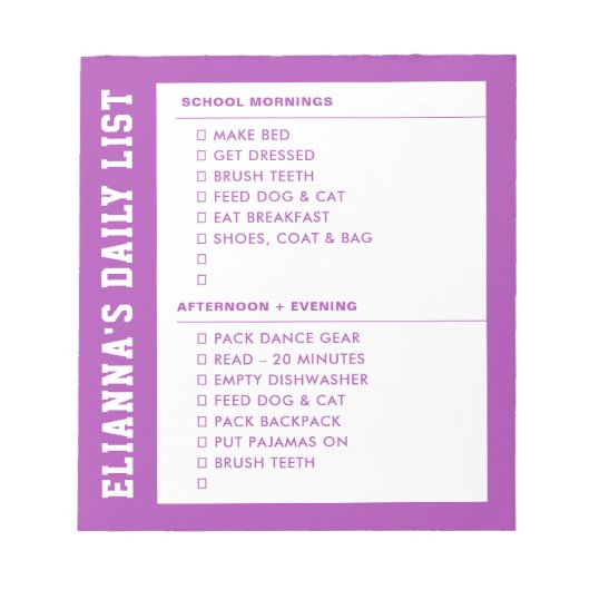 責任AM PMチェックリストkidの準備 ノートパッド (正面)