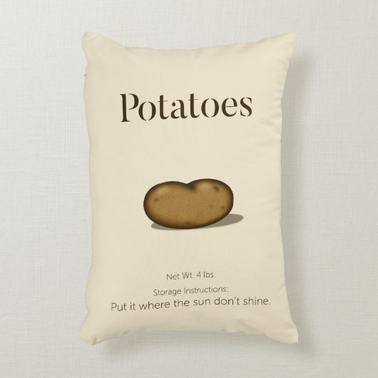 貯ユーモアのある蔵指示素朴ジャガイモ袋 アクセントクッション (正面(垂直))