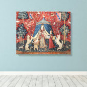 貴婦人とユニコーン、私のただひとつの願い キャンバスプリント (インサイチュ (ウッドフロア))