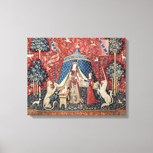 貴婦人とユニコーン、私のただひとつの願い キャンバスプリント (正面)