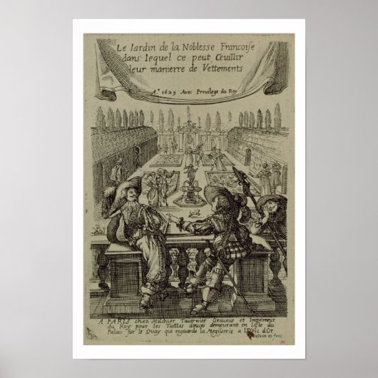 貴族の庭フランスのc.1640 (彫刻) ポスター (正面)