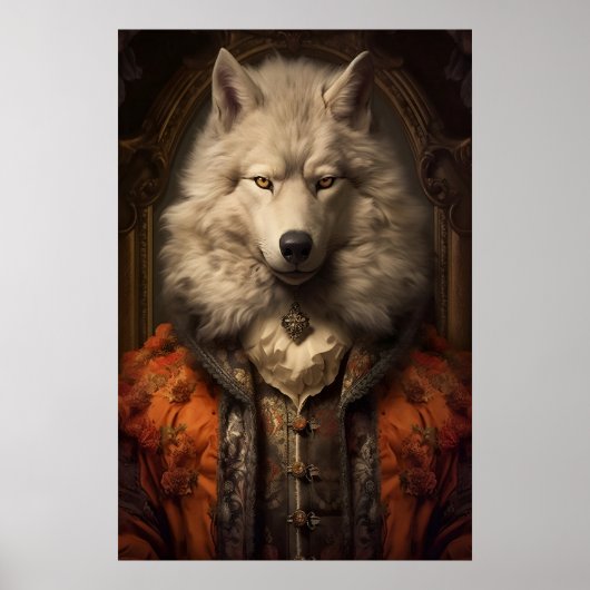 貴族の狼の肖像画、ルネサンスの動物アート ポスター (正面)